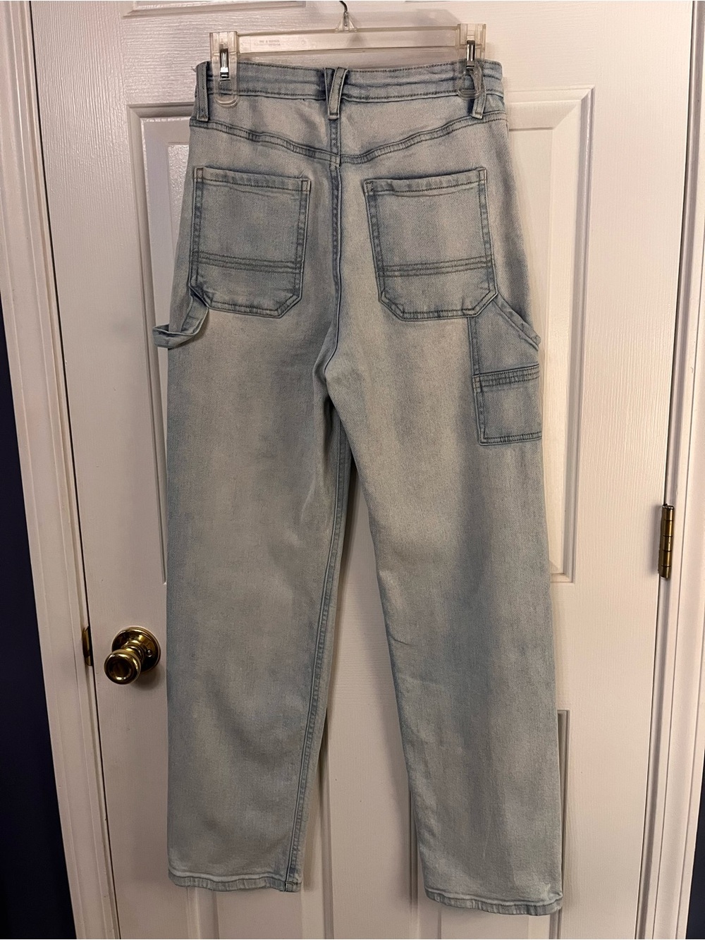 Women Carpenter Light Wash High Rise Jeans Wide Leg Size 6 Wild Fable
In good